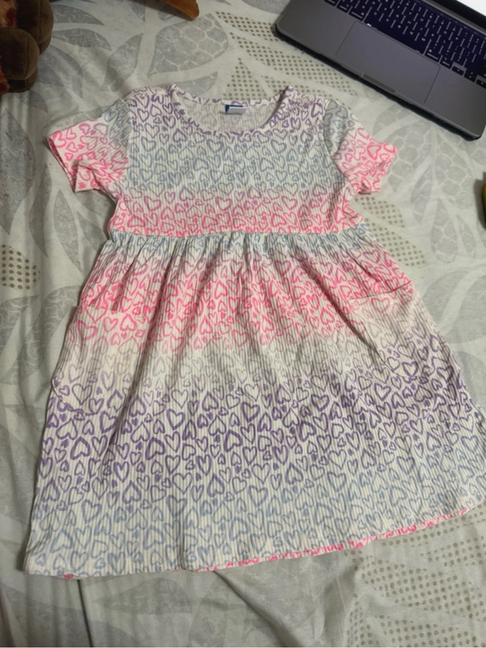 Old Navy Pastel Heart-Print Short Sleeve Dress - Pink, Purple, Light Blue
